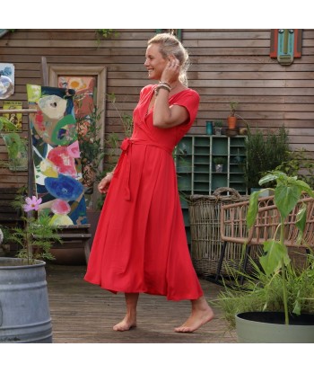 Robe Athéna - viscose rouge coquelicot Livraison rapide