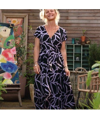 Robe Athéna - viscose graphique violine Toutes les collections ici