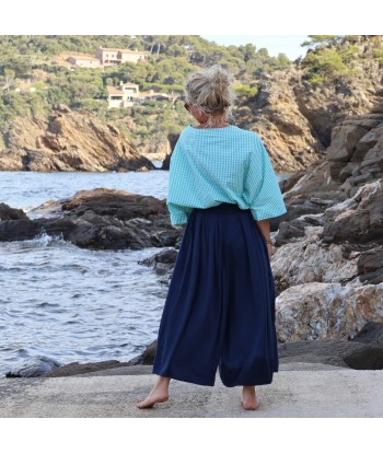 Pantalon Paco -  sergé de viscose bleu marine la chaussure