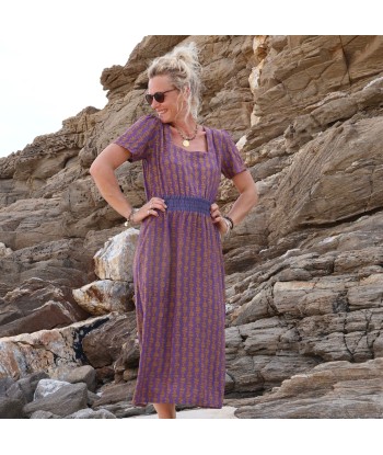 Robe Stella - batik prune camel de pas cher