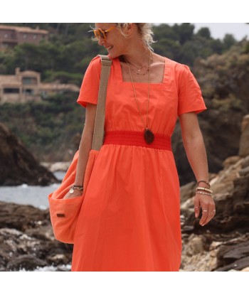 Robe Stella - popeline de coton orangée de France