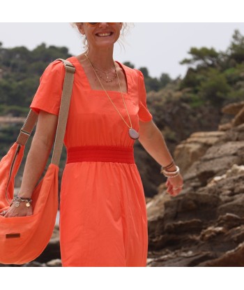 Robe Stella - popeline de coton orangée de France