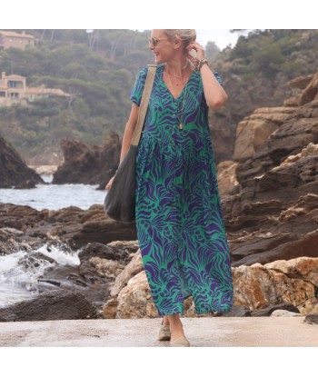 Robe Amélia viscose Ara vert/prune Dans la société mordern