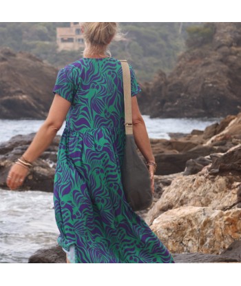 Robe Amélia viscose Ara vert/prune Dans la société mordern