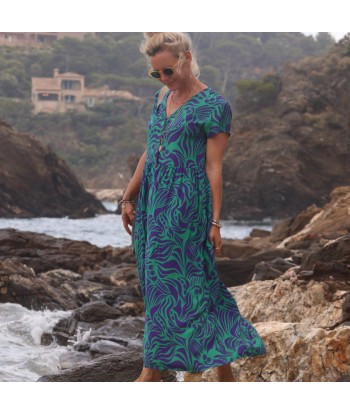 Robe Amélia viscose Ara vert/prune Dans la société mordern