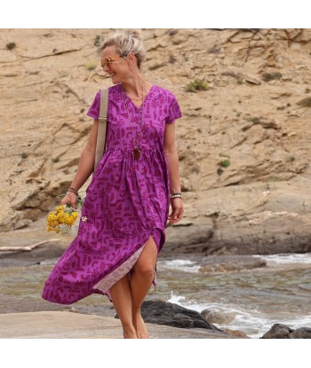 Robe Amélia popeline de coton Milos violine à prix réduit toute l'année