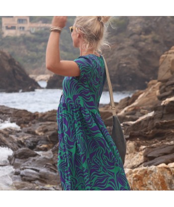 Robe Amélia viscose Ara vert/prune Dans la société mordern