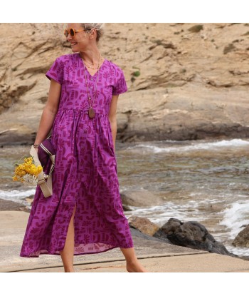 Robe Amélia popeline de coton Milos violine à prix réduit toute l'année