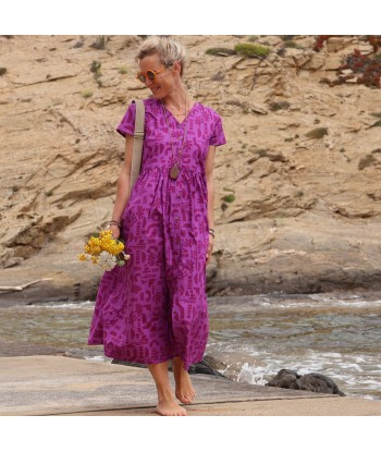 Robe Amélia popeline de coton Milos violine à prix réduit toute l'année