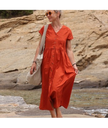 Robe Amélia lin orange crépuscule Vous souhaitez 