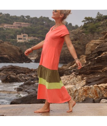 Robe Gitane - coton lavé corail le concept de la Pate a emporter 