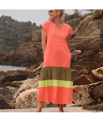 Robe Gitane - coton lavé corail le concept de la Pate a emporter 