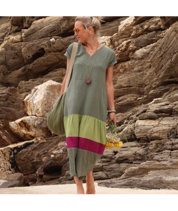 Robe Gitane - viscose/lin vert/lilas Toutes les collections ici