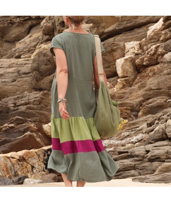 Robe Gitane - viscose/lin vert/lilas Toutes les collections ici