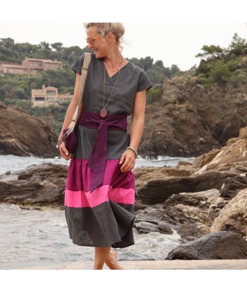 Robe Gitane - lin ardoise lilas rose les muscles