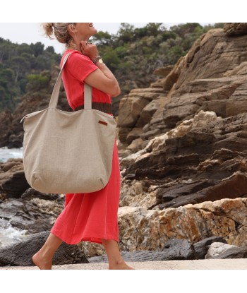 Sac Alfred en lin naturel - doublure en lin orange store