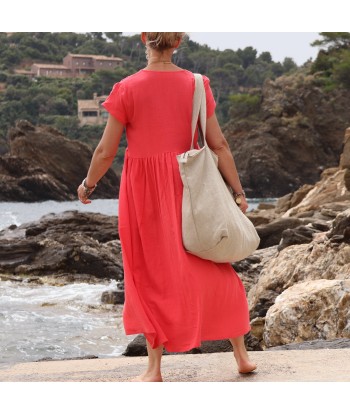 Sac Alfred en lin naturel - doublure en lin orange store