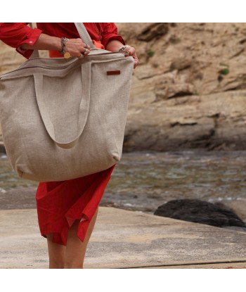 Sac Alfred en lin naturel - doublure en lin vert frais Les magasins à Paris