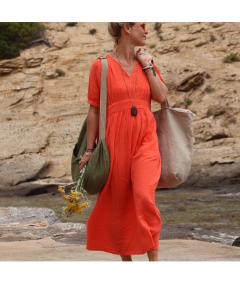 Sac Alfred en lin naturel - doublure en lin orange store