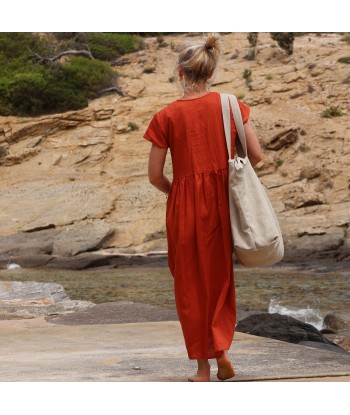 Sac Alfred en lin naturel - doublure en lin orange store