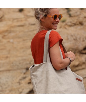 Sac Alfred en lin naturel - doublure en lin orange store