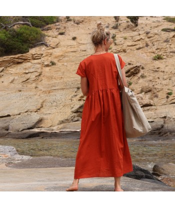 Sac Alfred en lin naturel - doublure en lin orange store