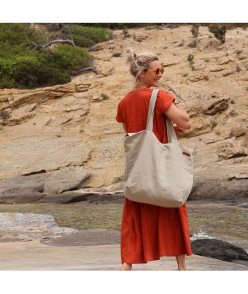 Sac Alfred en lin naturel - doublure en lin vert frais Les magasins à Paris