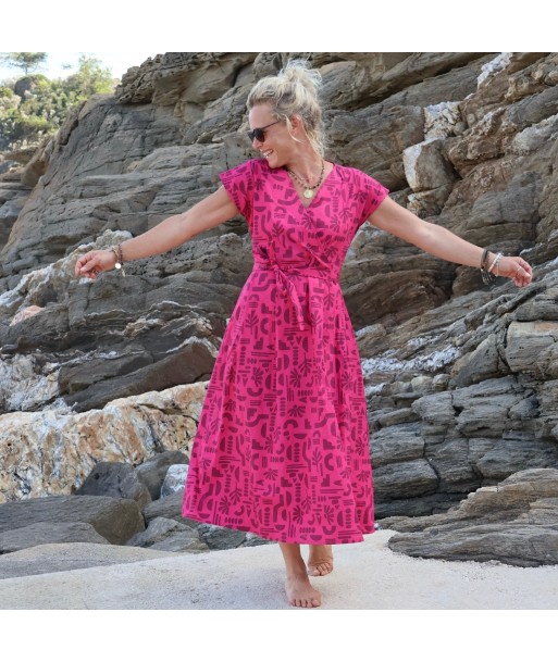 Robe Athéna -popeline de coton Milos fuchsia de la marque