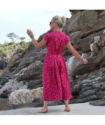 Robe Athéna -popeline de coton Milos fuchsia de la marque