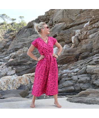 Robe Athéna -popeline de coton Milos fuchsia de la marque