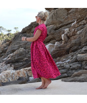 Robe Athéna -popeline de coton Milos fuchsia de la marque