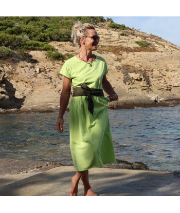 Robe Elsie coton lavé vert anis Vous souhaitez 