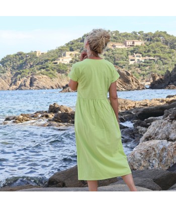 Robe Elsie coton lavé vert anis Vous souhaitez 