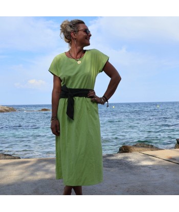 Robe Elsie coton lavé vert anis Vous souhaitez 