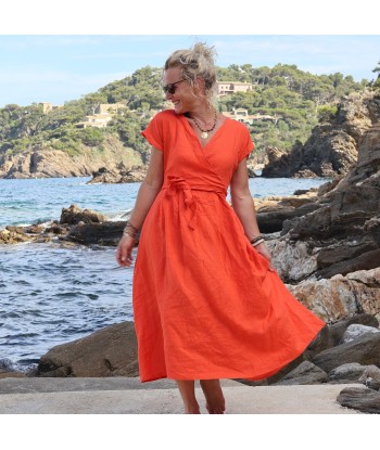 Robe Athéna - lin orange de votre